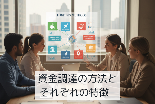 様々な資金調達の選択肢を示すグラフやアイコンのイメージ