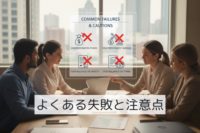 資金不足や管理ミスなどの失敗を表す暗い表情のビジネスパーソンのイメージ